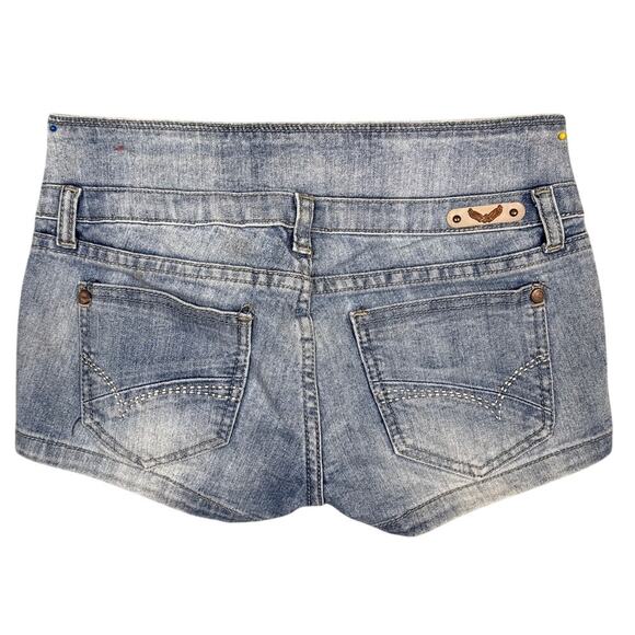 Y2K Low Rise Denim Shorts H & G Three Button Zip Closure Vintage Denim - Picture 2 of 10